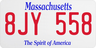 MA license plate 8JY558