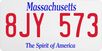 MA license plate 8JY573