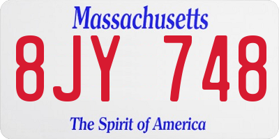 MA license plate 8JY748