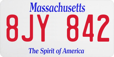 MA license plate 8JY842