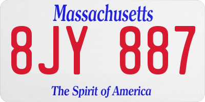 MA license plate 8JY887