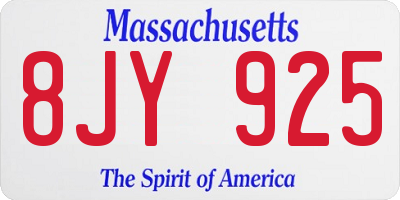 MA license plate 8JY925