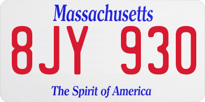 MA license plate 8JY930