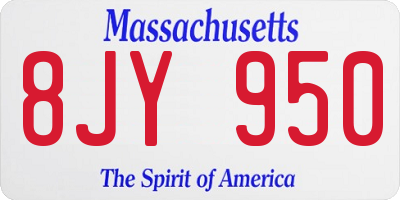MA license plate 8JY950