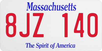 MA license plate 8JZ140