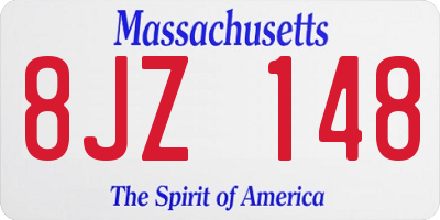 MA license plate 8JZ148