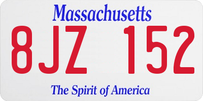 MA license plate 8JZ152