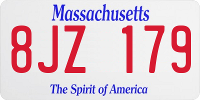 MA license plate 8JZ179