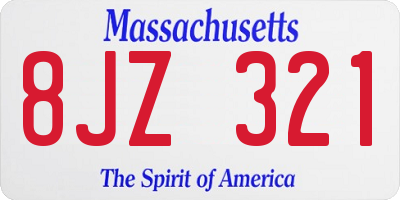 MA license plate 8JZ321