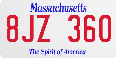 MA license plate 8JZ360