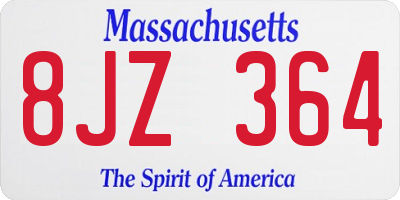 MA license plate 8JZ364