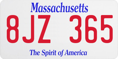 MA license plate 8JZ365