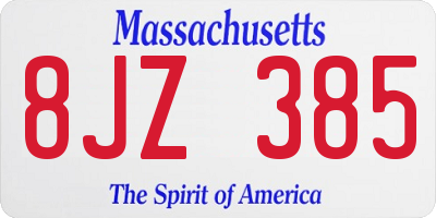 MA license plate 8JZ385