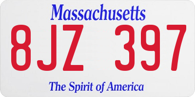 MA license plate 8JZ397