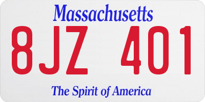 MA license plate 8JZ401