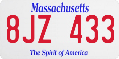 MA license plate 8JZ433
