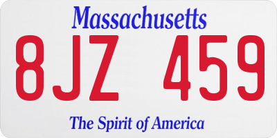 MA license plate 8JZ459