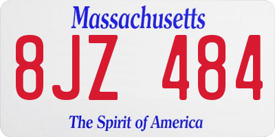 MA license plate 8JZ484
