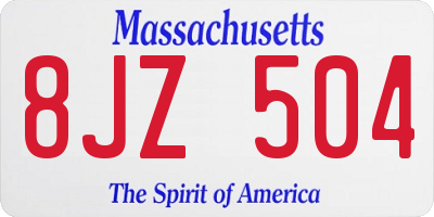 MA license plate 8JZ504