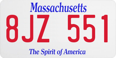 MA license plate 8JZ551