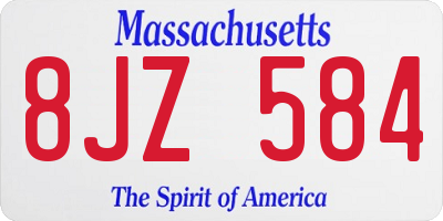 MA license plate 8JZ584