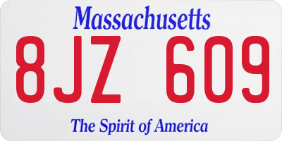 MA license plate 8JZ609