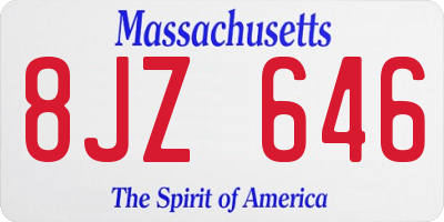 MA license plate 8JZ646