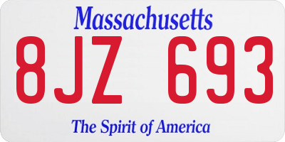 MA license plate 8JZ693