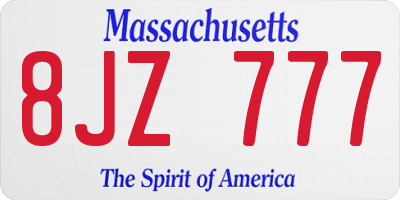 MA license plate 8JZ777