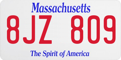 MA license plate 8JZ809