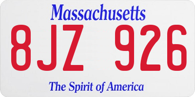 MA license plate 8JZ926