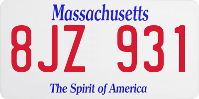 MA license plate 8JZ931