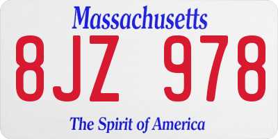 MA license plate 8JZ978