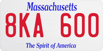 MA license plate 8KA600