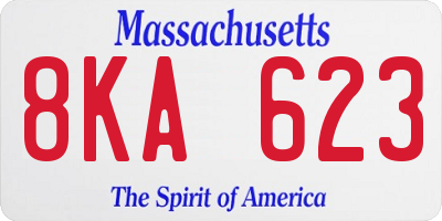 MA license plate 8KA623