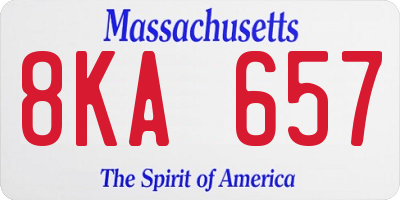 MA license plate 8KA657