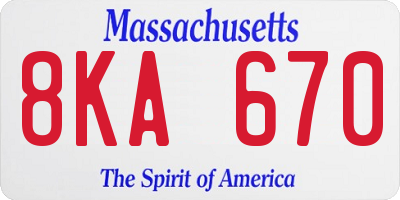 MA license plate 8KA670