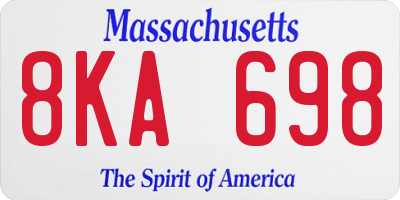 MA license plate 8KA698