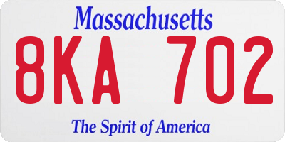 MA license plate 8KA702