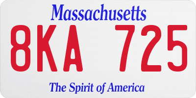 MA license plate 8KA725