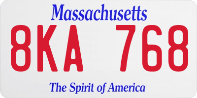 MA license plate 8KA768