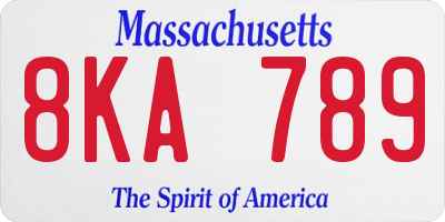 MA license plate 8KA789