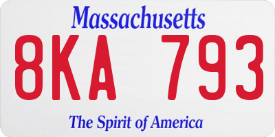 MA license plate 8KA793