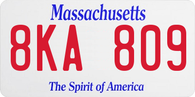 MA license plate 8KA809