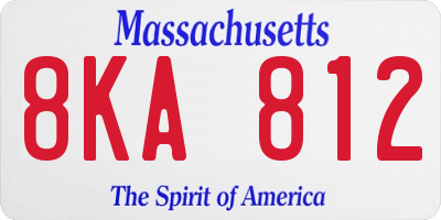 MA license plate 8KA812