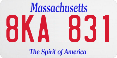 MA license plate 8KA831