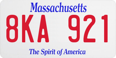 MA license plate 8KA921