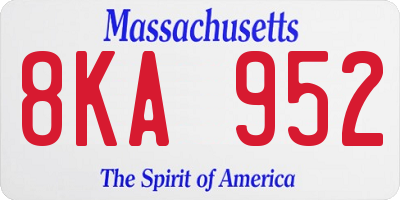 MA license plate 8KA952