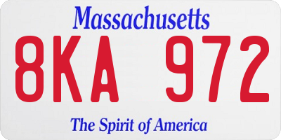MA license plate 8KA972