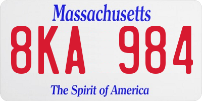 MA license plate 8KA984